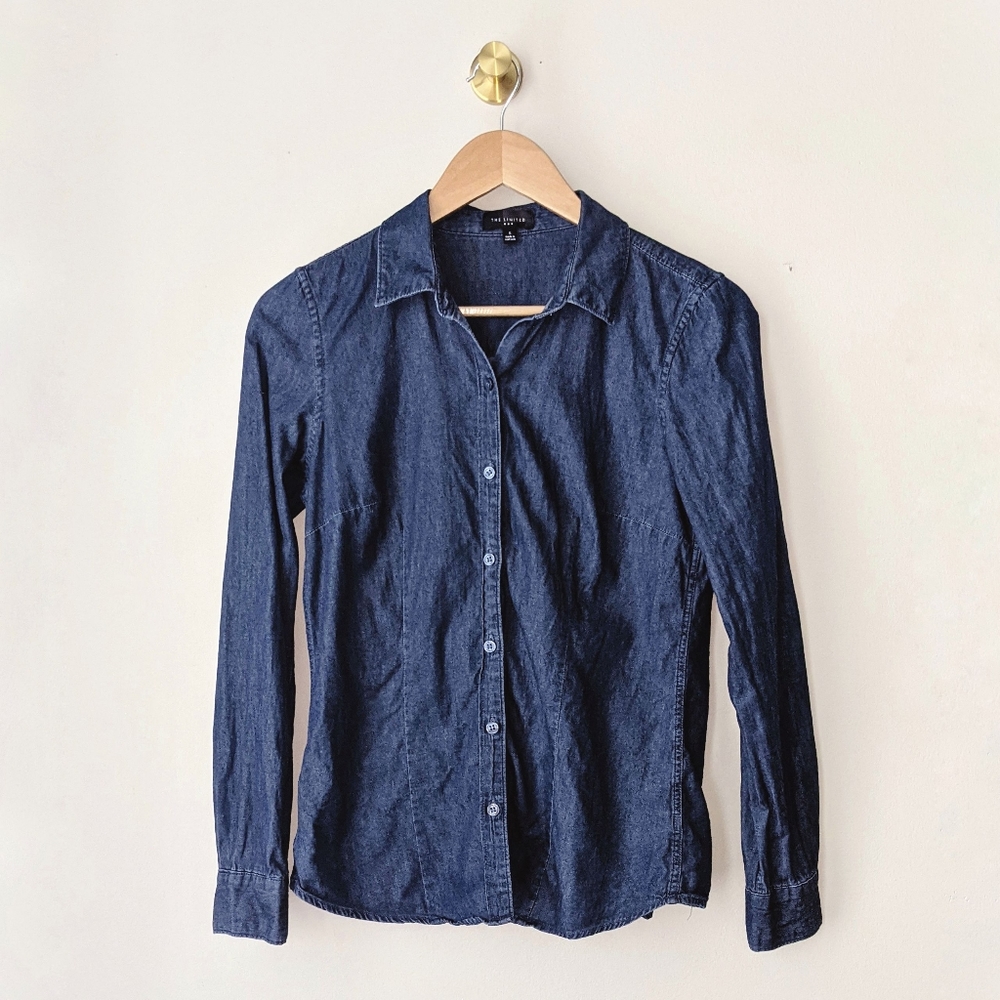 The Limited Dark Denim Chambray Shirt SZ Small